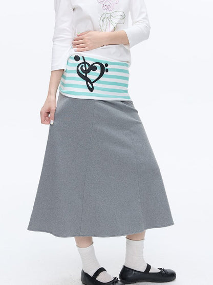 Color Blocking Striped Midi Skirt【s0000016383】