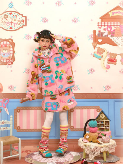 Pink Polar Fleece Lambswool Skirt【s0000015566】