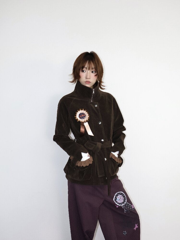 Vintage Badge Suede Patchwork Jacket【s0000018668】