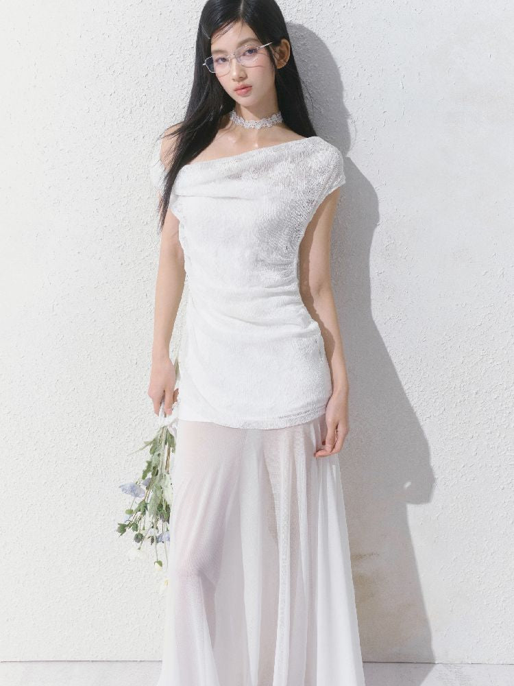 Tansparent a-line tulle dress【s0000012149】