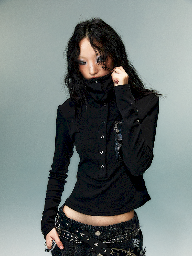 슬림 니트 긴 소매 바닥 셔츠 [S0000011480]