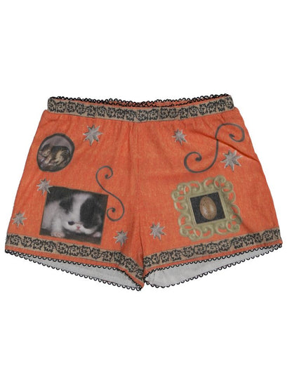 Bow orange stretch elastic shorts【s0000013519】
