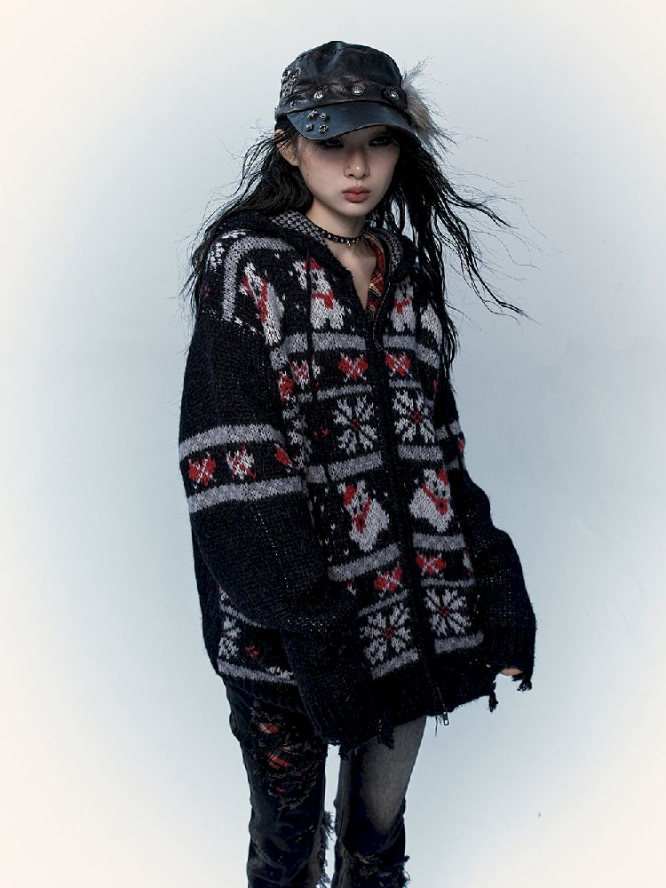 Mohair Wool Knit Cardigan Sweater【s0000011217】