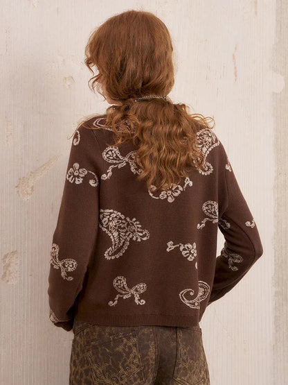 Jacquard Lightweight Long-Sleeve Soft-Fit Knit Cardigan【s0000014064】