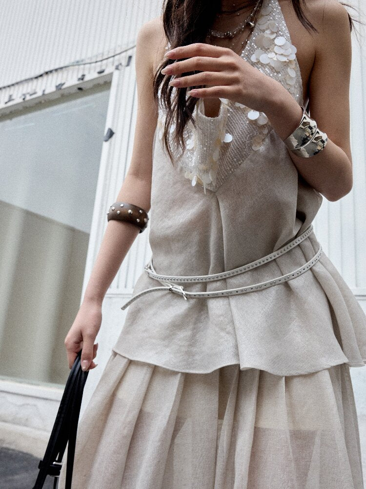 Romantic Sequin Halterneck Dress【s0000016863】