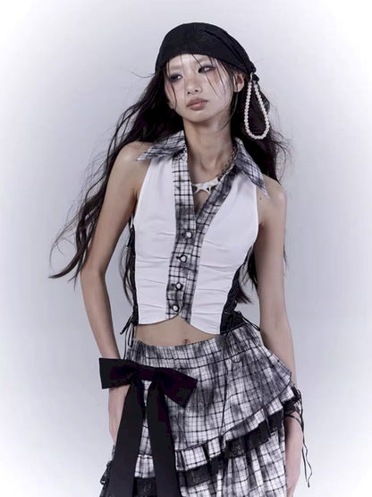 Plaid model splicing shirt【s0000012374】