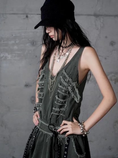 Workwear Vest-Style Maxi Dress【s0000013941】