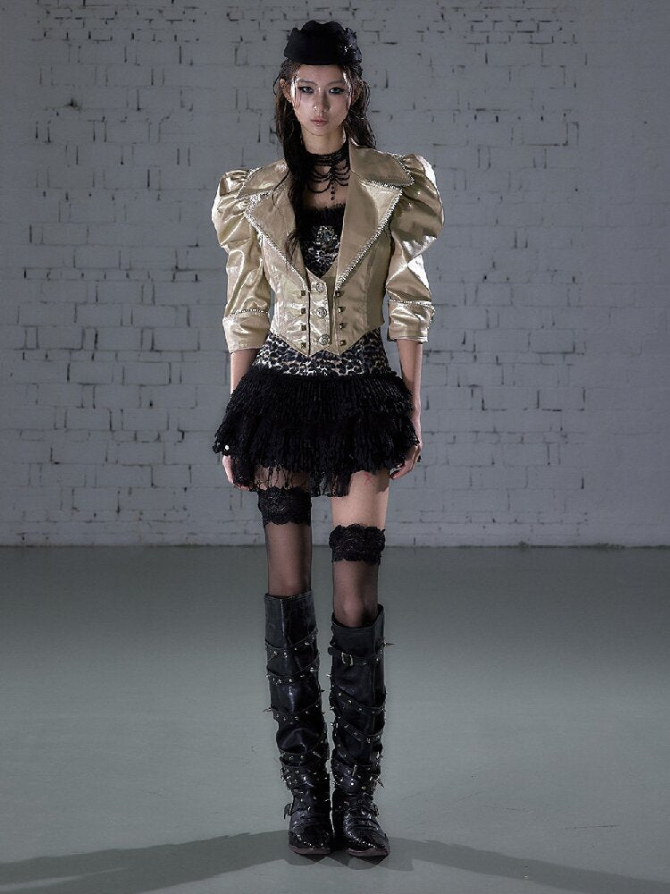 Rock Punk Large Lapel Leather Jacket【s0000015937】