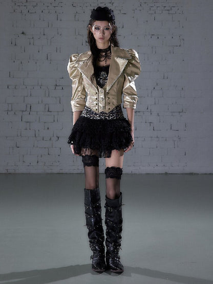 Rock Punk Large Lapel Leather Jacket【s0000015937】