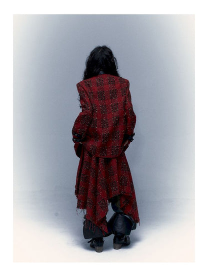 Checkered silhouette Christmas New Year blazer【s0000005973】