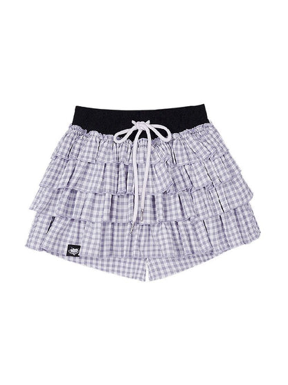 Purple Check Cake Skirt [S0000010124]