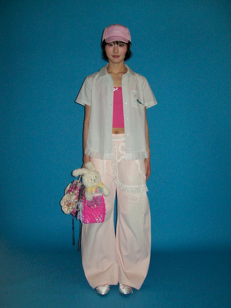 Plaid Irregular Rhinestone Plaid Lace Shirt【s0000012491】