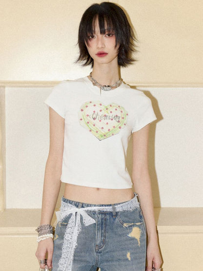 Paper Tape Heart Short-Sleeve T-Shirt【s0000012960】
