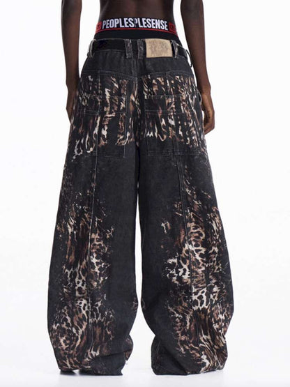 Digital Leopard Print Twill Jeans【s0000015181】