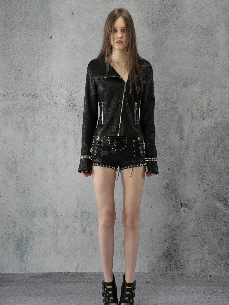 Rivet Pebble Suede Work Shorts【s0000016947】