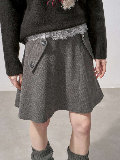 Woolen Plaid A-Line Short Skirt【s0000015220】