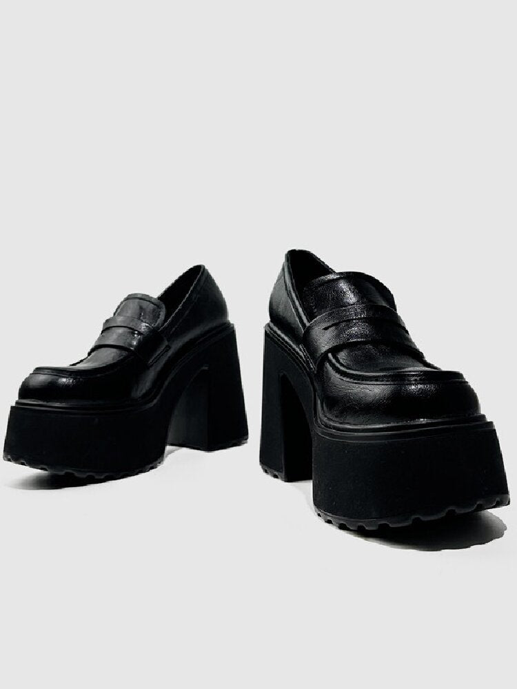 Matte Leather High Heel Loafers【s0000015716】