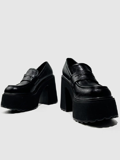 Matte Leather High Heel Loafers【s0000015716】