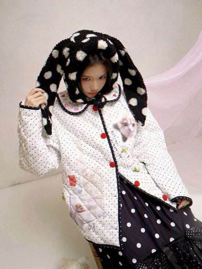 Notebook-Style Printed Cat Cotton Coat【s0000014527】