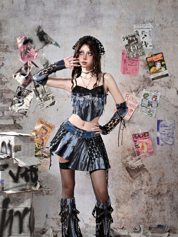 Irregular Pleated Low Waist Half Body Skirt【s0000013502】