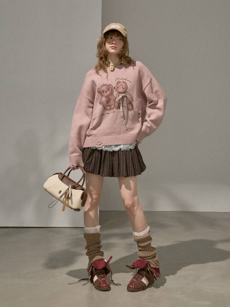 Oversized Long-Sleeve Knit Sweater【s0000014392】