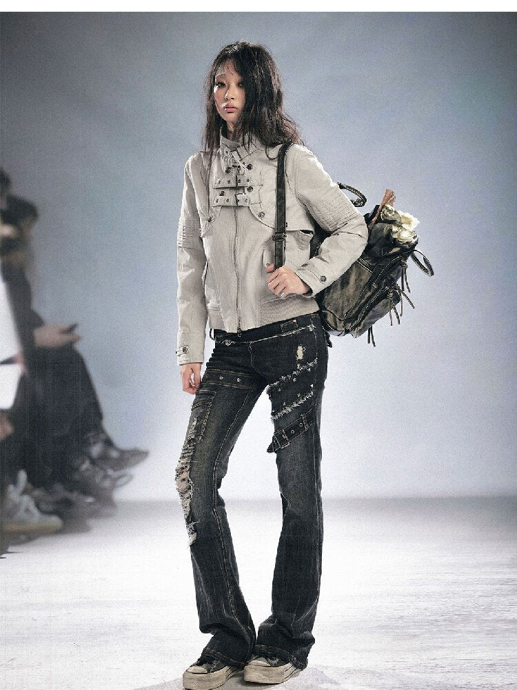 Splicing Hole Grunge Straight Jeans【s0000016284】