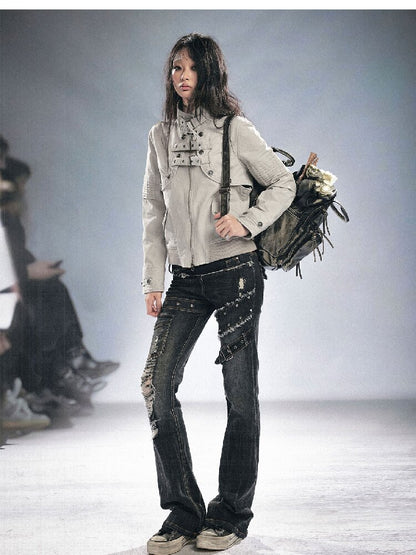 Splicing Hole Grunge Straight Jeans【s0000016284】