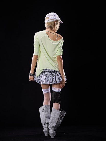 Sequin Patchwork Skull Bud Miniskirt【s0000018503】