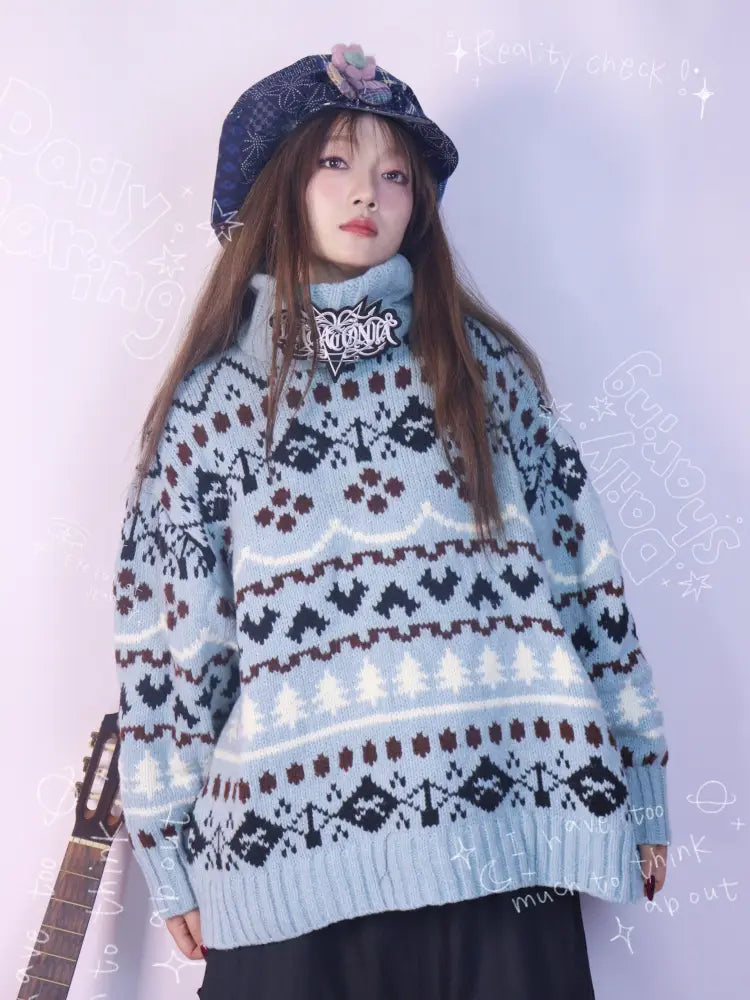 Hand-Knitted Jacquard Sweater【s0000014348】