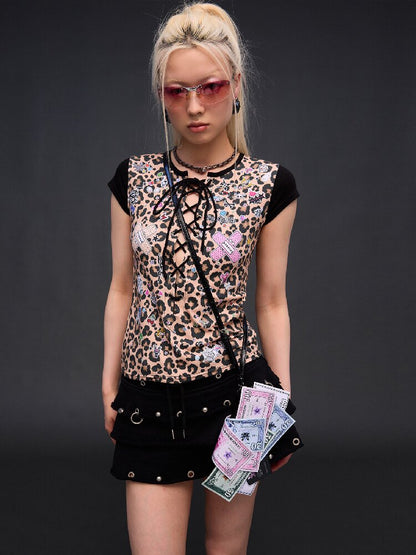 Leopard Sticker Print Strappy T【s0000017029】