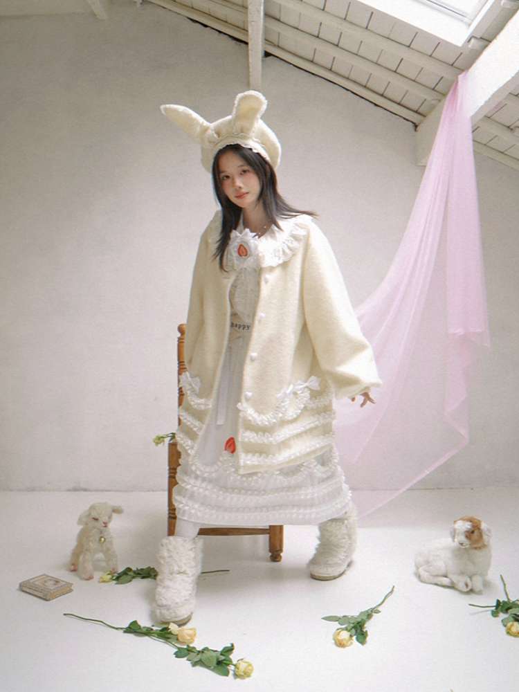 Lace Wool Bubble Sleeve Coat【s0000014532】