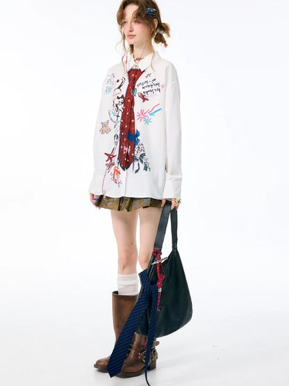 Graffiti Print Pleated Skirt【s0000017889】