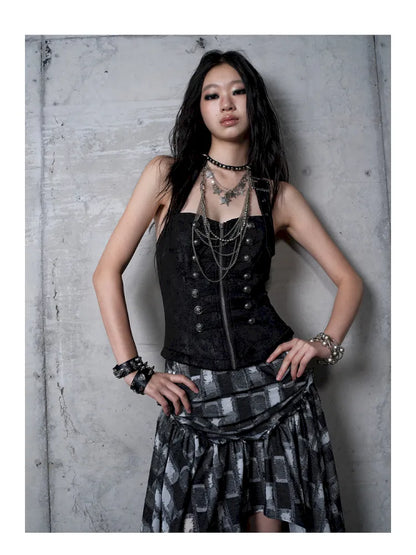 Asymmetrical Halter Neckline Dress【s0000013942】