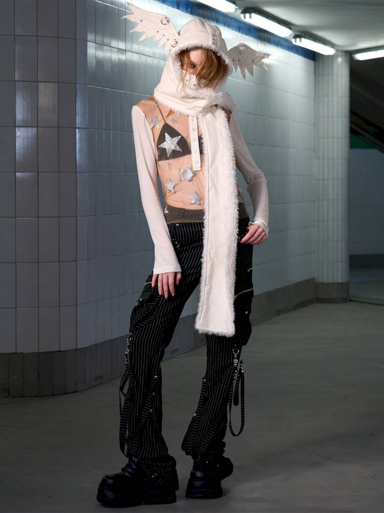 Angel Wings Face-Covering Hooded Scarf【s0000014417】