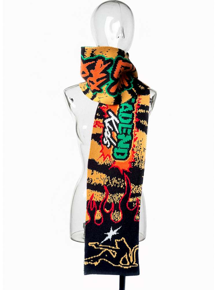 Tiger Print Knitted Scarf Contrast Y2K Trend【s0000014916】