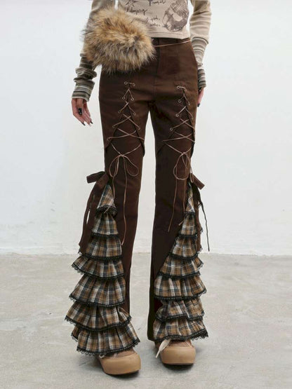 Plaid Strap Vintage Lace Slacks【s0000014832】