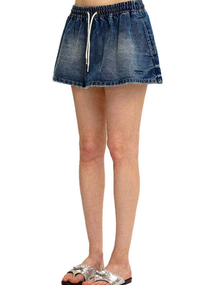 Elastic Waist Vintage Denim Skirt【s0000017430】