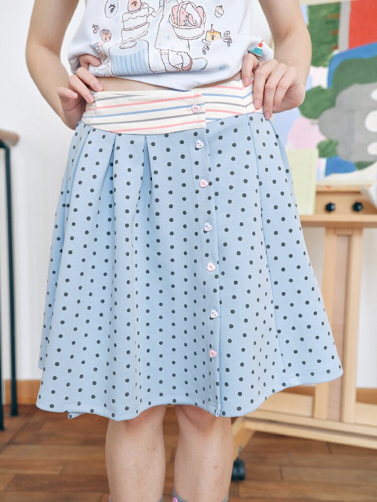 Minimalist Pleated Colorblock Skirt【s0000018718】