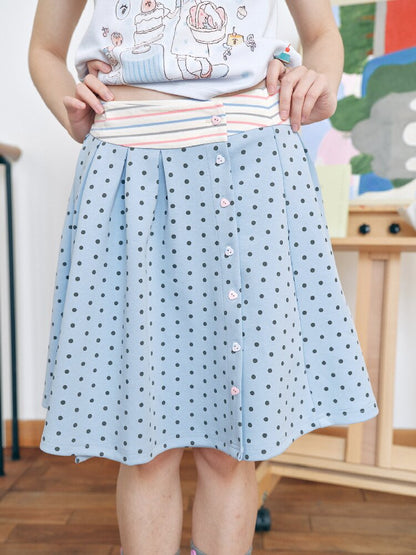Minimalist Pleated Colorblock Skirt【s0000018718】