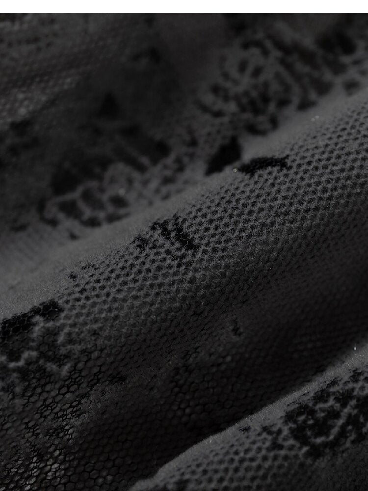 Ruffled Flocked Lace Stand Shirt【s0000016208】