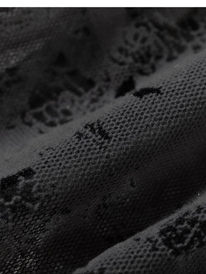 Ruffled Flocked Lace Stand Shirt【s0000016208】