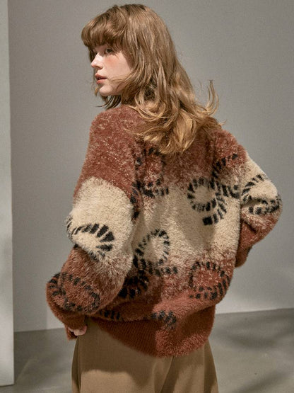 Oversized V-Neck Knit Cardigan【s0000014404】