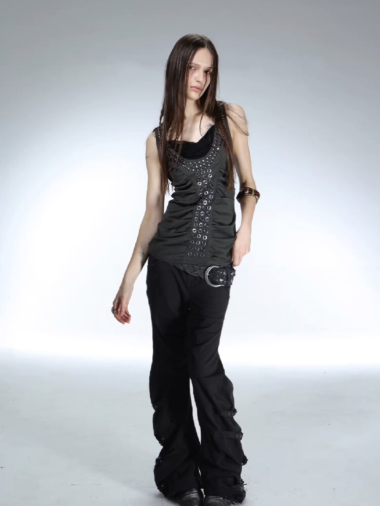 Metal Rivet Hooded I-Line Vest【s0000015911】