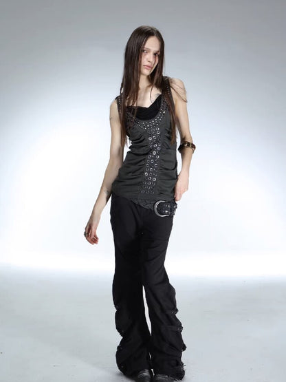 Metal Rivet Hooded I-Line Vest【s0000015911】