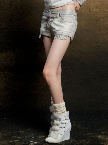 낮은 허리 반바지 2 개 레깅스 [S000011805]