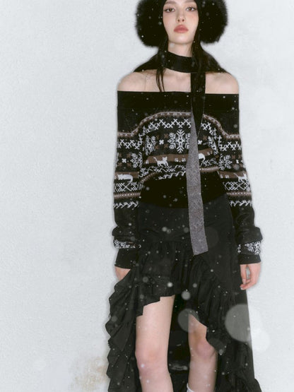 Irregular ruffled half-body skirt【s0000013746】