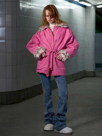 Leopard Print Paneled Denim Jacket【s0000014640】