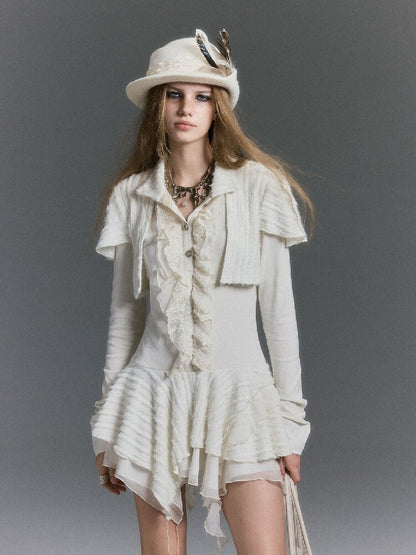 Plush Knit Lace Ruffle Irregular Dress【s0000019244】