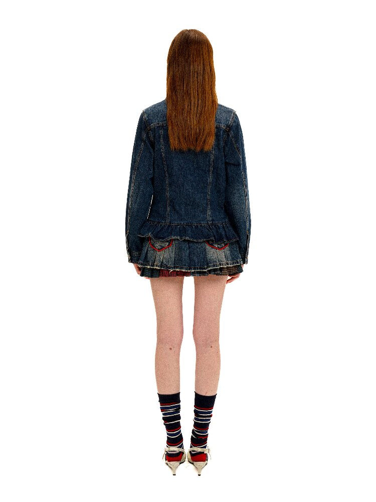 Vintage Denim Fringe Jacket Skirt【s0000016091】