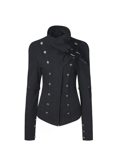 High-Neck Metal Buckle Napoleon Windbreaker【s0000013902】